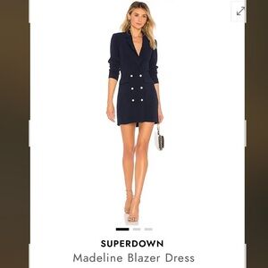SUPERDOWN MADELINE NAVY BLUE BLAZER MINI JACKET DRESS GREAT COND (S)